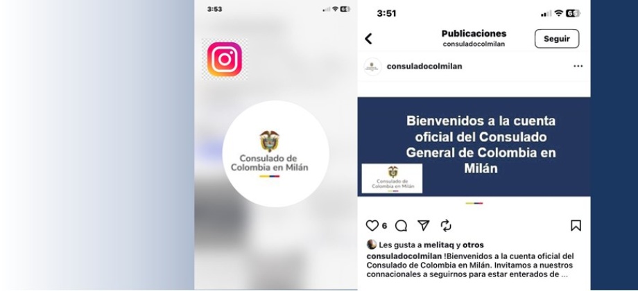 Consulado de Colombia en Milán ahora está en Instagram @consuladocolmilan