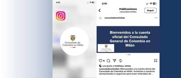 Consulado de Colombia en Milán ahora está en Instagram @consuladocolmilan